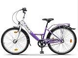 XB3 24 Zoll Damen-Mädchen-Kinder-Jugend-Fahrrad, Shimano Nabendynamo 3 Gang-Schaltung, Nabenschaltung, LED-Licht, Rücktrittb