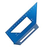 Accents Aluminiumlegierung Holzbearbeitungsquadratische Größe Messen Lineal, 3D-Gehrung Winkel Holzbearbeitung Messwerkzeuge Multifunktionale 45/90 Grad Winkel T Lineal (Color : Blue)