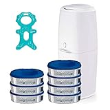 Angelcare® Classic XL Starter-Set: Windeleimer (rückenfreundliche Höhe 69cm) + 7 Nachfüllkassette + Nip® Beiß