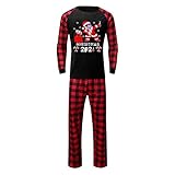 Weihnachtsoutfit Familie Schlafanzug Weihnachten Weihnachtsmann Geschenke 2021 Print Pyjamas Outfit Mutter Vater Kind Weihnachten Pyjama Set Langarm Rot Karierte Nachtwäsche Christmas Hausanzug