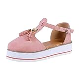 FMHCTN Sommer Sandalen für Damen Plateau Quaste Leder Sandale Geschlossene Zehe Schnalle Schuhe Knöchelriemen Absatz Vintage Strand Espadrilles Sandalen Damenmode Flip Flops,Braun,42 (Rosa 40 M EU)