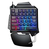 SouiWuzi Einhand von Gaming-Tastatur Mini Hintergrundbeleuchtung Mechanische Einhänder-Kabel-Tastatur mit Handgelenkstillstand für Computer-PC-Desktop Elektronische Produk