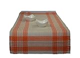 Hossner Tischläufer Tischband Läufer Leinen Optik Kariert Geschenkidee 40 x 100 cm Beige/Orang