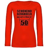 Shirtracer Geburtstagsgeschenk Geburtstag - Schonend behandeln das Gute Stück ist 50 - schwarz - XXL - Feuerrot - Geschenk - BCTW071 - Langarmshirt D