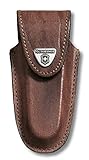 Victorinox Leder-Etui für Taschenmesser (Klettverschluss, Gürtelschlaufe, Geblockt, Braun, 3cm x 12.2cm) b