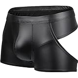 4UFiT Herren Glänzende Metallic Boxershorts Rückenfrei Unterwäsche Unterhose Unterhose - Schwarz - Larg