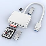 USB 3.0 Kartenleser, Rocketek 5 in 1 XQD Kartenleser Adapter, USB 3.0 SD (HC/XC) TF Kartenleser, USB 3.0x2 Geschwindigkeit Bis Zu (5Gbps), Kompatibel mit XQD Der Sony G & M Serie Für Windows/ Mac OS