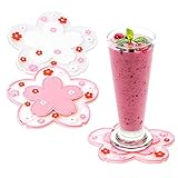 Untersetzer Gläser, 2 Stück AURUZA Glasuntersetzer Sakura Getränkeuntersetzer Waschbar Coasters Pads Design Glasuntersetzer in für Getränke, Tassen, Bar, Glas Tischuntersetzer Silik