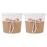 Toyvian 2 Stücke Rattan Blumenkorb Wandkorb Pflanzkorb Weidenkorb Flechtkorb Rustikaler Landhausstil Blumentopf Wicker Korb Pilzkorb Aufbewahrungskorb für Zuhause Tisch Shabby Dek