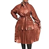 Vmiozizc Jackets for Women Slim Classic Faux Leather Jacket Solid Color Zip Up Rider Style Jacket Mesh Splicing Windbreaker Coat-Large,Brow