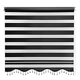 Brillant Gardinen Doppelrollo Duorollo Fenster Tür Rollos Schwarz Weiss Rauchgrau Klemmfix Zebra Schwarz 80 x 200 cm Zebra Perde Rollos günstig Jalousie Vorhang tex