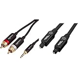 AmazonBasics PBH-19821 Cinch-Audiokabel, 3,5-mm-Klinkenstecker auf 2 x Cinch-Stecker, 1,22 m & Toslink Optisches Digital-Audiokabel, 1,8