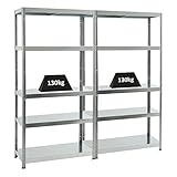 Mega Deal 2er-Sparset Metallregal Steel Eagle 180x90x40cm Fachlast 130kg von Proregal Verzinkt Schwerlastregal, Küchenregal, Kellerregal, Steckregal, Garagenregal, Lagerreg