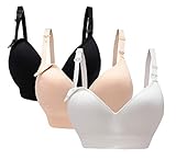 Oliked Still-BH für Frauen, Soft Cup, 3-4 Stück, 3 Stück (schwarz + weiß + beige), XL