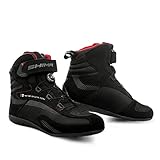 SHIMA EXO Vented Motorradschuhe Herren | Sommer Belüftet Mesh Motorradstiefel mit ATOP Verschluss-System, Knöchelstütze, Anti Rutsch Sohle, Schaltgriff (Schwarz, 44)