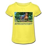 Spreadshirt Das Dschungelbuch #Freundschaft Mädchen T-Shirt mit Raffungen, S, Gelb