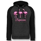 Shirtracer Vögel - Tropicool Flamingo Gang - L - Anthrazit meliert/Schwarz - Gangster Hoodie - JH009 - Baseball H