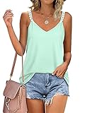 Sommer Solid Sleeveless Camis Tops Frauen Kleidung V-Ausschnitt Streetwear Casual T-Shirt Weibliche Plus Größe Tank Top (Color : Light Green, Size : XX-large)