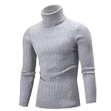 Jubaton Reine Farbe High-Neck Slim Herren Strickpullover Pullover Pullover Langarm Top Lässige Mode Allgleiches Business Selbstanbau Bequem L