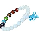 mookaitedecor 8mm Mala Gebetskette Stein Armbänder für Damen Herren, 21 Tibetisches Buddha Wickelarmb