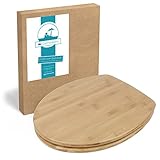 Calmwaters® Holz WC Sitz Bambus, Natur-Holz Toilettendeckel, Fast-Fix, Edelstahlscharnier, universale O-Form, Toilettensitz oval, Klodeckel & Brille ohne Absenkautomatik, WC-Deckel Echtholz, 26LP2888
