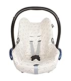 Kaarsgaren Sommerbezug für Babyschale Maxi-Cosi CabrioFix, Autositzbezug aus Bio-Baumwolle, neues Modell 2021 (Natur Lämmer, 0+)