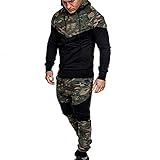 Sportanzug Herren Baumwolle Jogginganzug Herren Set Trainingsanzug für Männer , Men Jogging Fitness Herren Freizeitanzug mit Kapuze Suit Camouflage Sport Hausanzug Tracksuit 2 Set Jacke Hose Anzug