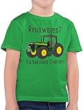 Kinder Traktor Bagger und Co. - Rennwagen? Traktor! - 116 (5/6 Jahre) - Grün - Traktor Tshirt Jungs 104 - F130K - Kinder Tshirts und T-Shirt für Jung