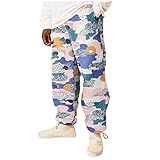 BOTCAM Herren Lammwolle Jogginghose Winter Einseitiger Lammkaschmir Print Freizeithose Startseite Hosen Lose geradem Bein Hose Tasche Sporthose Sweathose Heimhose Üb