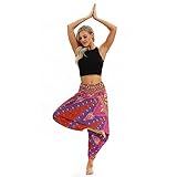 TUDUZ Yoga Hosen Baggy Hippie Boho Hose Hosenrock Haremshose Aladinhose Pumphose Pluderhosen für Damen (One Size, Y2-Pink)