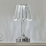 LANMOU Kristall Tischlampe Akku Aufladbar, Modern Kabellos Tischleuchte mit Batterie Indoor Outdoor Schreibtischlampe für Restaurant Bar Garten Esstisch, 1800mAh,White lig