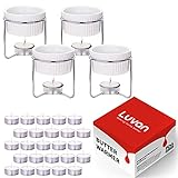 Luvan 4 Stück Keramik-Butterwärmer mit 20 Stück Teelicht-Kerzen-Set für Meeresfrüchte, Schokofondue - spülmaschinenfest, mikrowellenfest, ofenfest, g