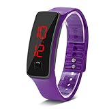 mumisuto Digitaluhr, LED-Uhr Sport-Silikonarmband Sport-Armbanduhr 12-Stunden-Zifferblatt Elektronische Anzeige Armbanduhr(Lila)