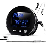 Swetup Grillthermometer, LCD Digitales Bratenthermometer mit Kabel,BBQ Thermometer,Kerntemperatur Thermometer mit Sonde,Sofortiges Auslesen,Berühren Tast,Temperatur Voreinstellung für Ofen,F