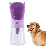 WElerj Trinkflasche Hund Wasserflasche Hund Unterwegs Haustier-Reise-Wasserflasche Hundetrinkflasche Portable Hundewasserflasche Mit Schüssel Purp