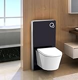 Schwarzglas Sanitärmodul für Wand-WC inkl. Betätigungsp