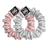 invisibobble Sprunchie Prima Sparks Bella Chrome I 2x Stoff Haargummis chrome für Mädchen und Damen I kein verknoten, starker Halt und haarschonend I Scrunchie Haargummi designed im Herzen Mü