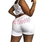 Geagodelia Damen Shorts High Waist Sexy Bodycon Yogashorts Trainingsshorts Workout Sport Shorts Leggings Bunt Witzig Unterwäsche Zuhause Bottoms Hose (Yes Daddy- weiß, L)