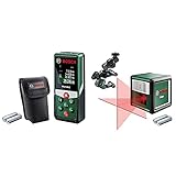 Bosch Entfernungsmesser PLR 30 C (mit App-Funktion, Messbereich: 0,05–30 m, Genauigkeit: ± 2 mm, im Karton) & Kreuzlinienlaser Quigo mit Multihalterung MM 2 (3. Generation, Reichweite: 10 m)