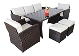 Jet-line Garten Loungemöbel Havanna in Dunkelbraun Gartenmöbel Essgruppe Poly