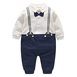 Famuka Baby Junge Smoking Neugeborenen Strampler (Blau, 3-6 Monate)