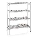 WAS 2052 124 Lagerregal mit 4 Pfosten und 4 Böden für Lagerregal-System, 126.5cm Länge, 54cm Breite, 170cm Hö