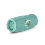 JBL Charge 5 Bluetooth-Lautsprecher in Türkis – Wasserfeste, portable Boombox mit integrierter Powerbank und Stereo Sound – Eine Akku-Ladung für bis zu 20 Stunden kabellosen Musikg