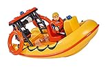 Simba 109251047 - Feuerwehrmann Sam Neptune Boot, mit Penny Figur im Tauchoutfit, mit Geheimfach und mechanischer Seilwinde, schwimmt auf dem Wasser, 20cm, für Kinder ab 3 J