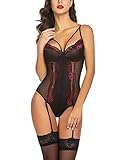 ADOME Dessous Strapsen Reizwäsche Sexy Damen Body Strapsgürtel Y-weinrot XXL