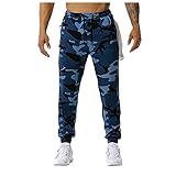 KIMODO Jogginghose Camouflage Sporthose Trainingshose Haremshose Herren Hosen Cargo Stretch Fitness Combat Sports Slim mit Mittelhohem Waist Taschen (C-Blau, XXL)