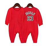 'N/A' Baby Basketball Trikot,Baby Body Langarmhose,Unisex Lange Ärmel Hose Strampler Formender (J-23),0-15 Monate,red/23,59