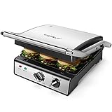 Aigostar Kontaktgrill XXL,Low Fat Grill, Sandwichmaker, Panini, Abnehmbare Platte,Einstellbare Temperatur, Timer,180° Öffnung, Edelstahl,Plattengröße 29 * 24 cm,Antihaftbeschichtung