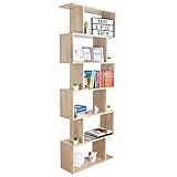 RICOO Bücherregal Raumteiler Standregal 192x70x25 cm (WM070-ES) Wand-Eck-Regal Holzregal Eiche Sonoma Organizer Bücherschrank Pflanzen-Regal Dekoregal mit 6 Ebenen Akten-Schrank-Reg