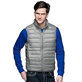 HZQIFEI Herren Weste Bodywarmer Daunenweste Outdoor Weste Winterweste Funktionsweste Steppweste Warm Gilet Stehkragen (Hellgrau, XL)